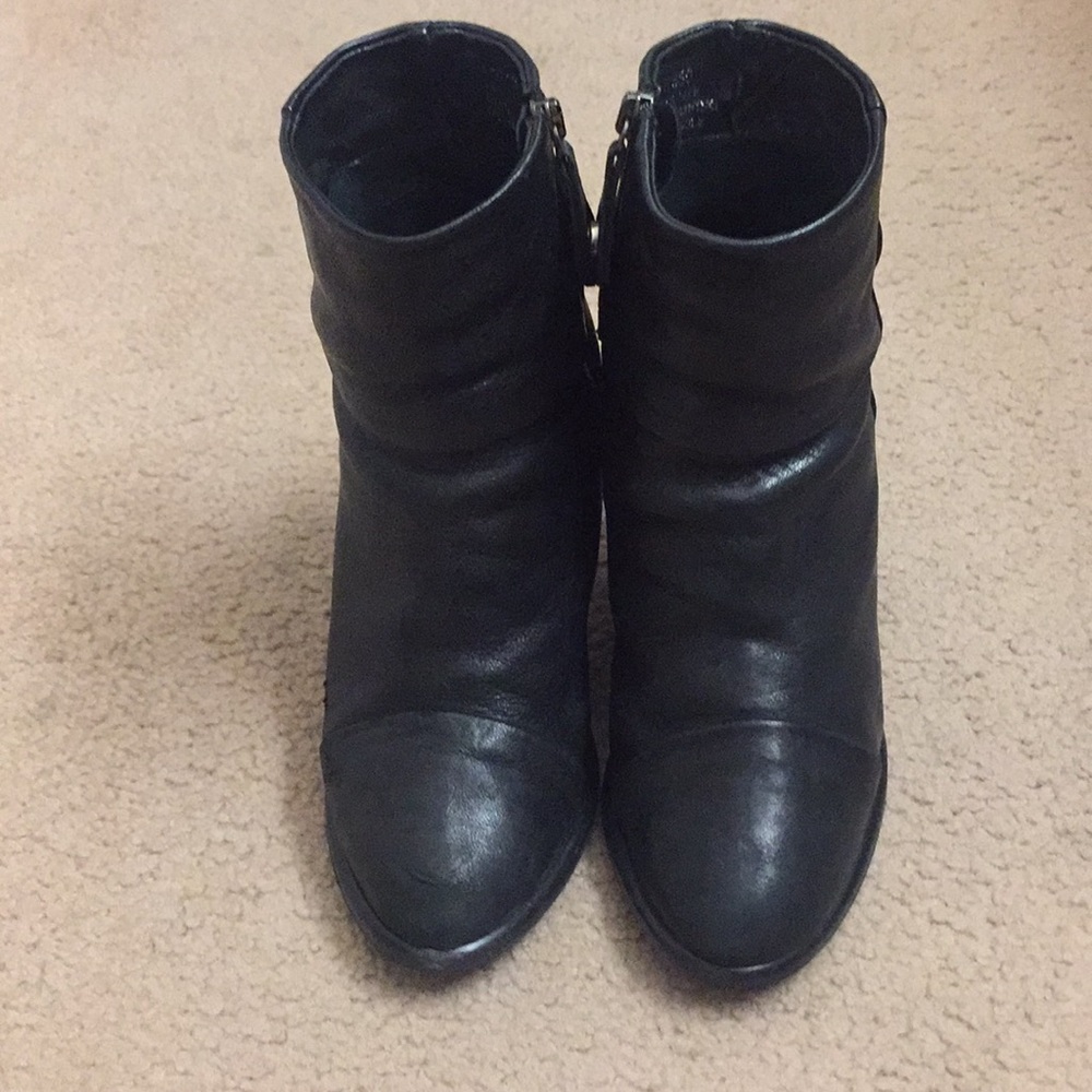 black leather booties